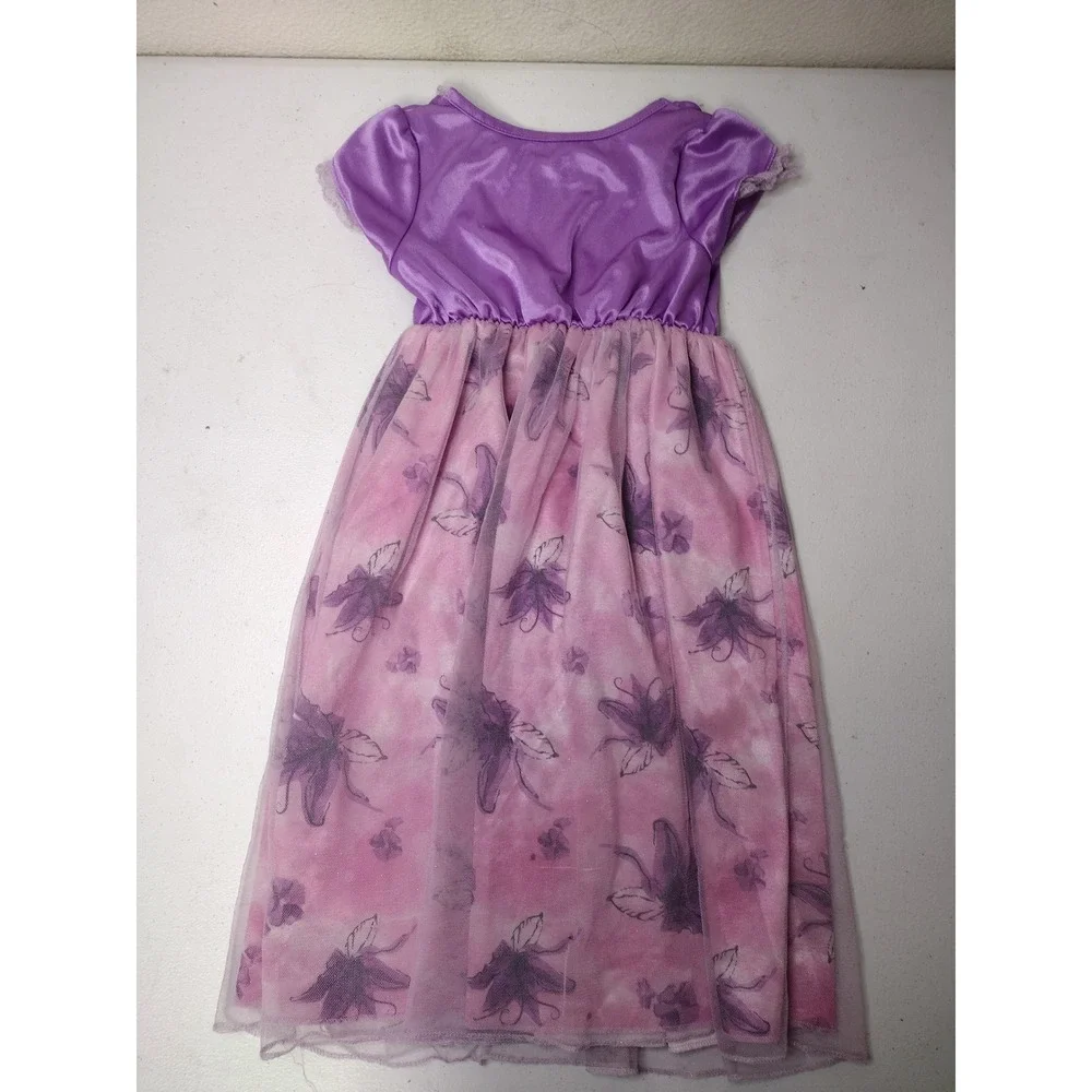 Disney Princess Rapunzel Nightgown Girls Size 3T Purple Pink Floral Mesh Dress